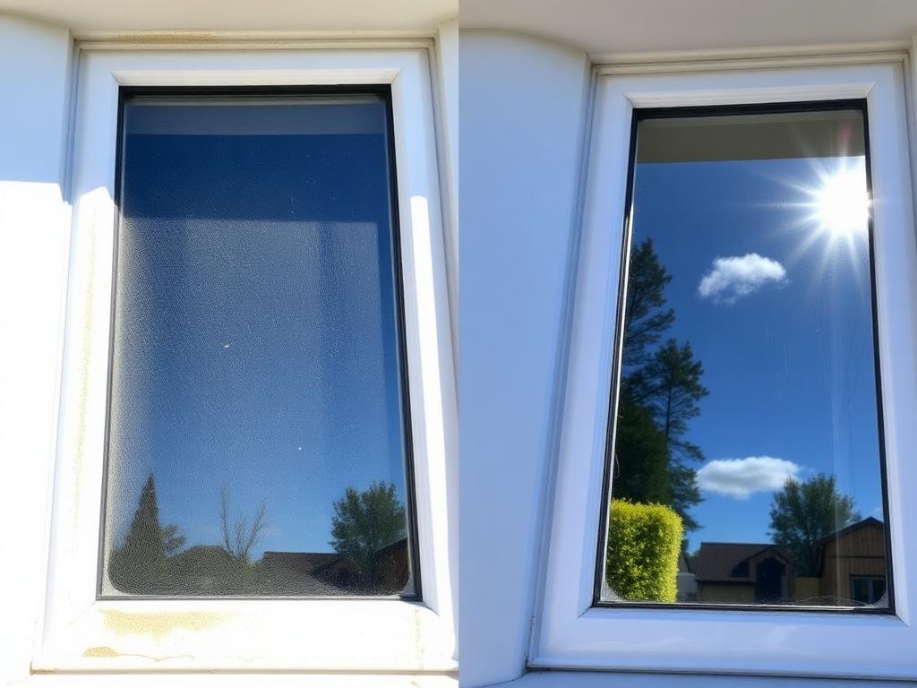 Window cleaning before and after